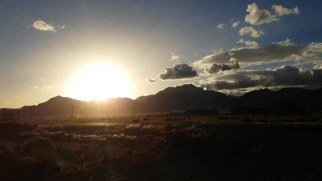 Sunset at a evening on a desert on route 6, near Tonopah, Nevada, United states of America