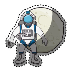 moon of the solar system with astronaut vector illustration design