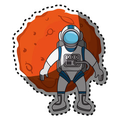 Planet of the solar system with astronaut vector illustration design