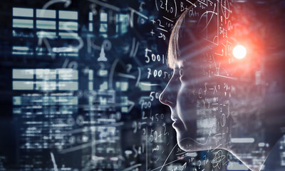 Cute dreaming girl . Mixed media