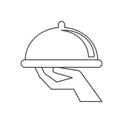 catering tray waiter service food thin line vector illustration eps 10