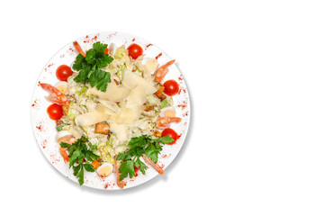 Caesar salad on a wooden table