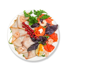Assorted seafood on the table