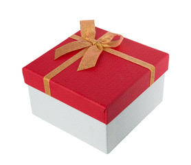 Red gift box isolated on white