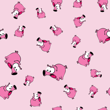 seamless pattern background with scared pigs