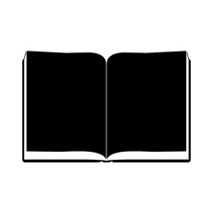 monochrome silhouette with open book with sheets blacks vector illustration