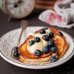 Pancakes with Mascarpone and Blueberries