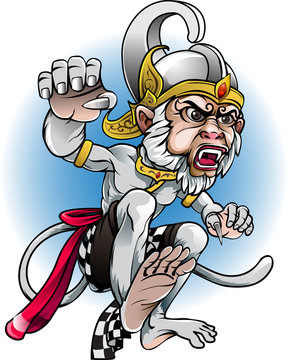 Vector illustration puppet characters Anoman or Hanuman