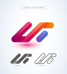 Vector abstract stripe style logo design. Origami collection