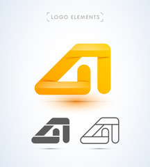 Vector abstract ribbon style logo design. Origami collection