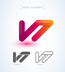 Vector abstract stripe style logo design. Origami collection