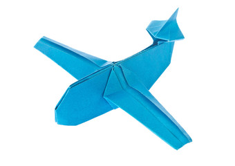 Blue airplane of origami