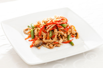 noodle with meat and vegetables