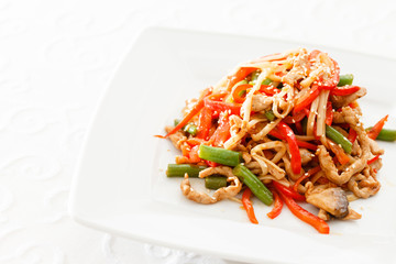 noodle with meat and vegetables