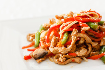 noodle with meat and vegetables