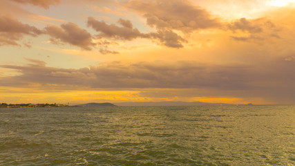 Dramatic view of the sea and beautiful sky
