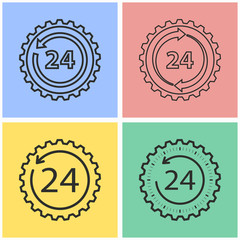 24 hour service icon set.