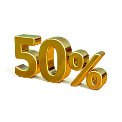 3d Gold 50 Percent Sign