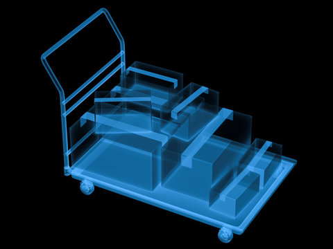 x ray trolley with storage boxes