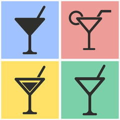 Cocktail icon set.