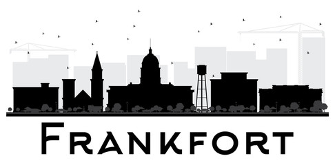 Frankfort City skyline black and white silhouette.