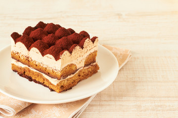 Tiramisu - Classical dessert with mascarpone and coffee