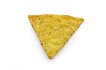 Tortilla chips isolated on white background. Clipping path included in JPEG.