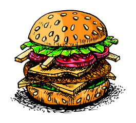 Hamburger hand drawing-illustration