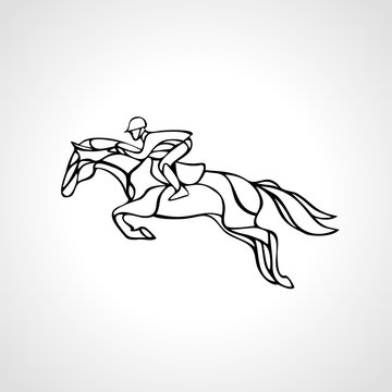 recommend clip art: Horse race. Equestrian sport. Silhouette of racing with jockey