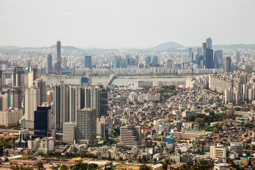 Fototapeta na wymiar Aerial views of Seoul, South Korea
