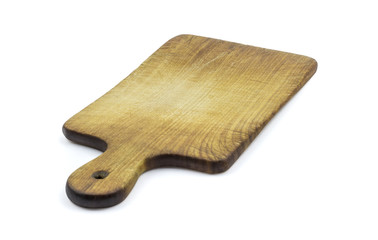 Wooden cutting board isolated on white background. Clipping path included in JPEG.