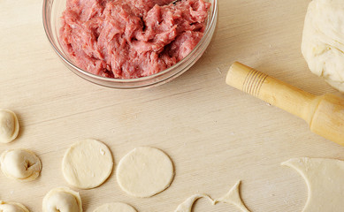 preparation of meat dumplings - minced meat