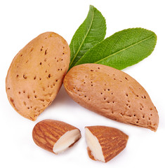 almonds isolated on white background