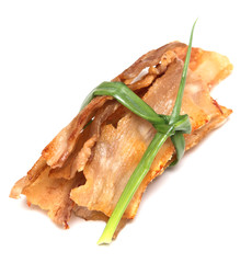 grilled bacon on white