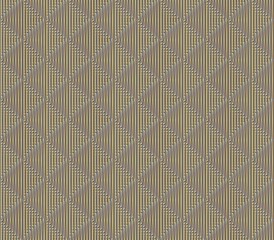 Abstract seamless strips and small squares of yellow and brown lined in rows to form a continuous pattern