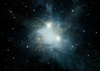 Stars, dust and gas nebula in a far galaxy