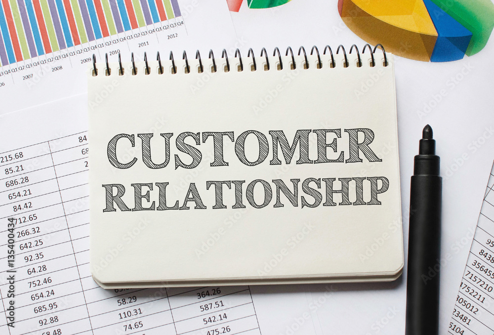 Poster notebook with toolls and notes about customer relationship