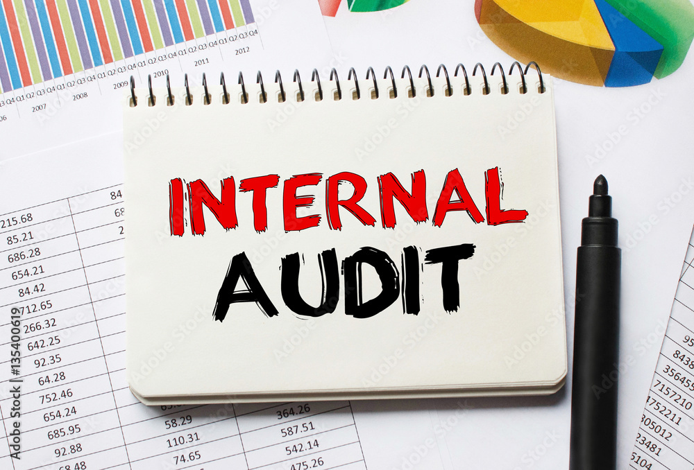 Poster notebook with toolls and notes about internal audit