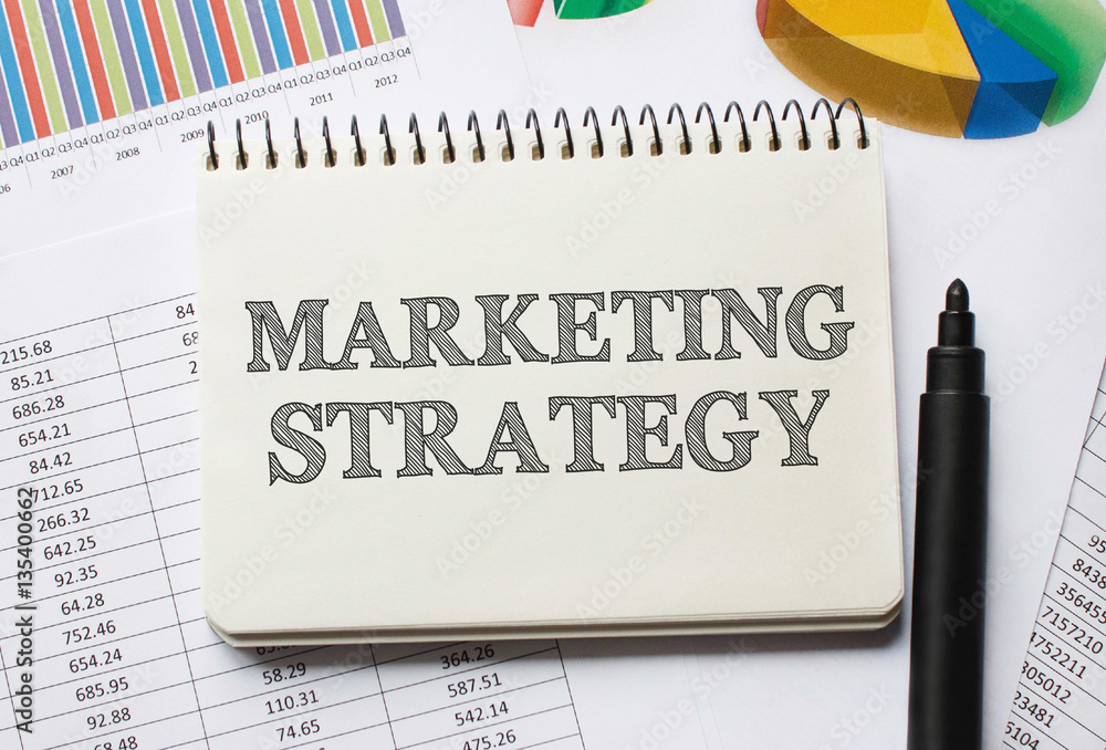 Poster notebook with toolls and notes about marketing strategy