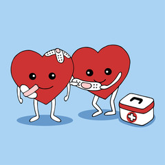 Obraz premium kind heart helping pain heart vector hand drawn illustration design