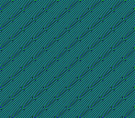 Abstract seamless strips and small squares of black and green lined in rows to form a continuous pattern