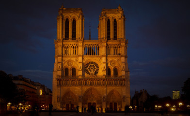 Fototapeta na wymiar Cathedrale Notre Dame de Paris is a most famous cathedral (1163 - 1345) on the eastern half of the Cite Island