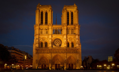 Cathedrale Notre Dame de Paris is a most famous cathedral (1163 - 1345) on the eastern half of the Cite Island
