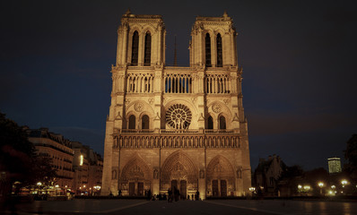 Fototapeta na wymiar Cathedrale Notre Dame de Paris is a most famous cathedral (1163 - 1345) on the eastern half of the Cite Island