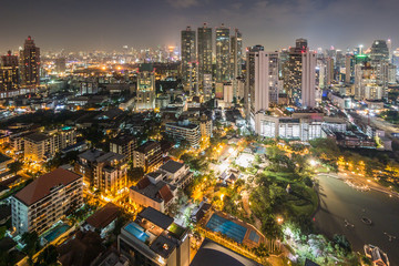 High view of Bangkok at nigh