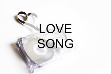 love song background om audio cassette tape shape heart
