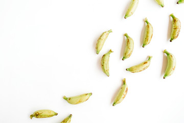 Bananas background. Flat lay, top view. Creative food concept