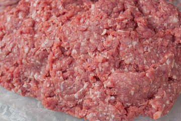 Minced pork sold in the market, Thailand.