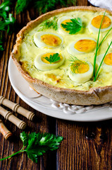 Quiche with cabbage and eggs. Easter baking
