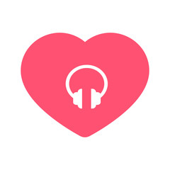 Pink Heart with Headphones Icon